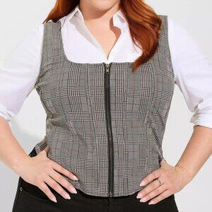 Torrid Double Knit Jacquard Square Neck Zip Front Corset Top NWT